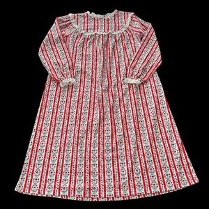 Like New Lanz of Salzburg Girls L 10/12 Tyrolean Red Long Sleeve Nightgown Gown